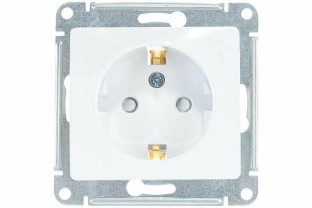 Розетка силовая одноместная встраиваемая Schneider Electric AtlasDesign с заземлением, цвет белый, арт. ATN000145