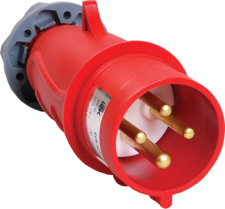 Вилка силовая переносная IEK 32А 380В 3К+З красная прямая IP44