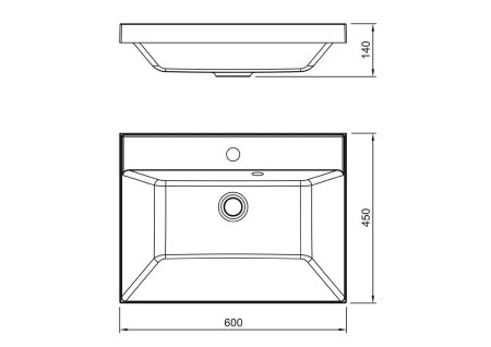 Раковина Corozo Астория литьевой мрамор 600мм прямоугольная цвет антрацит
