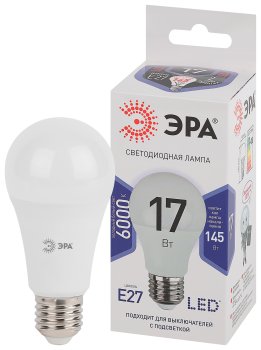 Лампа светодиодная ЭРА E27 17Вт 6000К холодный белый груша (А)