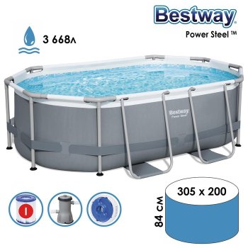 Бассейн каркасный Bestway Power Steel 305х200х84см 3668л