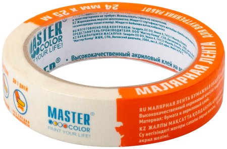 Лента малярная Master Color 24 мм х 25м белый 80°C