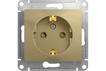 Розетка силовая одноместная встраиваемая Schneider Electric Glossa с заземлением, цвет титан, арт. GSL000445