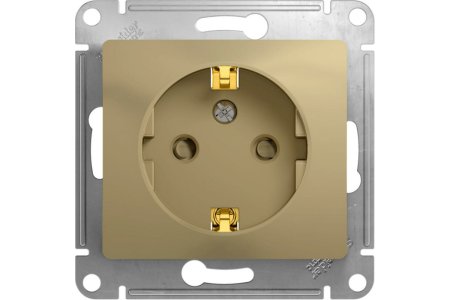 Розетка силовая одноместная встраиваемая Schneider Electric Glossa с заземлением, цвет титан, арт. GSL000445