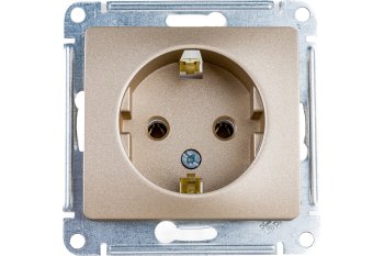 Розетка силовая одноместная встраиваемая Schneider Electric Glossa с заземлением, цвет титан, арт. GSL000443