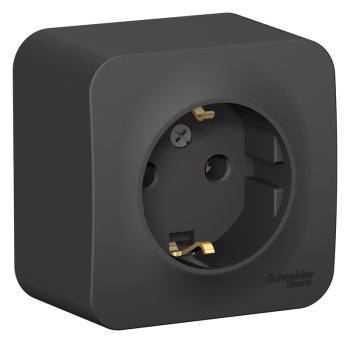 Розетка силовая одноместная накладная Schneider Electric Blanca с заземлением, цвет антрацит, арт. BLNRA010116