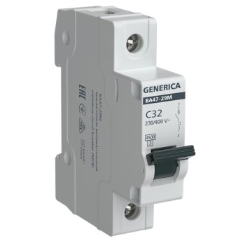 Автоматический выключатель IEK GENERICA 1P 32А хар-ка C 4,5кА арт.MVA21-1-032-C-G