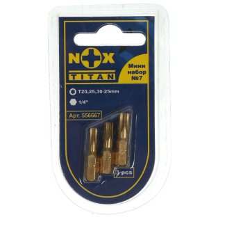 Набор бит NOX T20/T25/T30 50мм 1/4 (тип Е) 3шт