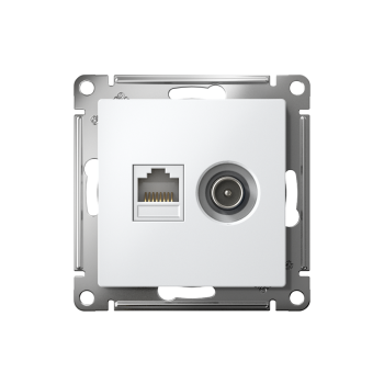 Розетка двойная ТВ + компьютерная RJ45 Schneider Electric AtlasDesign цвет белый, арт. ATN000189