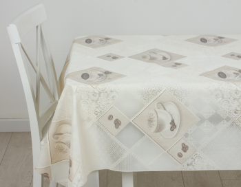 Клеенка в рулонах ПВХ Lace Print Кружевная молочный 1,37х20м