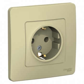 Розетка силовая одноместная встраиваемая Schneider Electric Blanca с заземлением, цвет бежeвый, арт. BLNRS001017