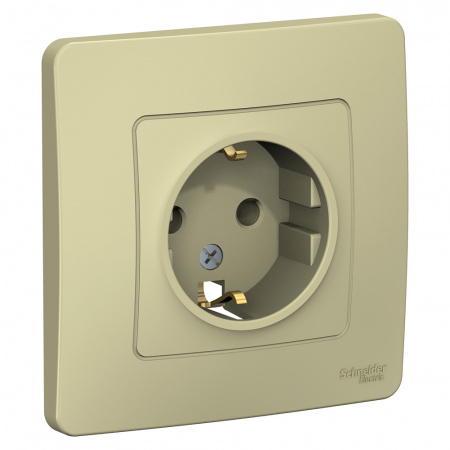 Розетка силовая одноместная встраиваемая Schneider Electric Blanca с заземлением, цвет бежeвый, арт. BLNRS001017