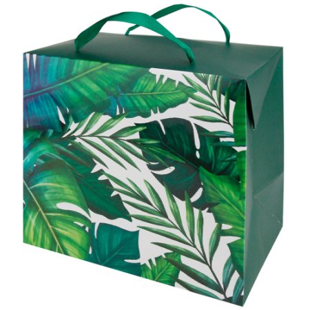 Пакет-коробка подарочный Зеленый рай 22,5х20х13,5см зеленый