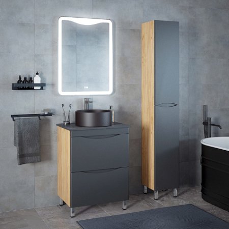 Пенал напольный Лиана 187х30х29см графит