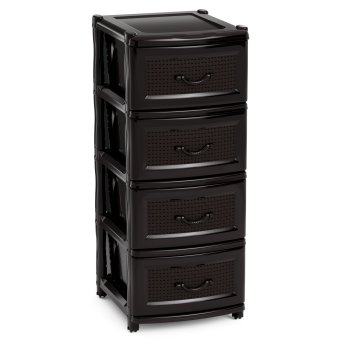 Комод пластик Эконом 4 секции коричневый