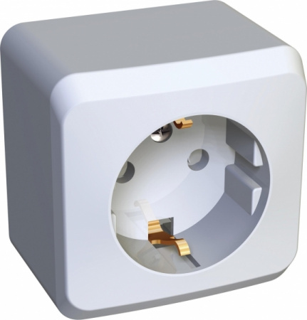 Розетка силовая одноместная накладная Schneider Electric Этюд с заземлением, цвет белый, арт. PA16-004B