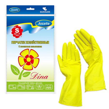 Перчатки латексные с хлопковым напылением Antella Дина р.L, 1 пара