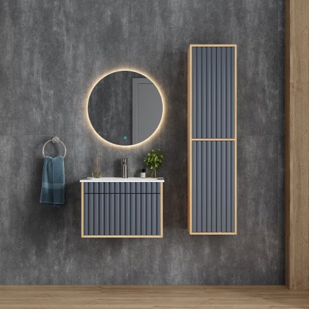 Тумба подвесная Дайлер 40х60х46см цвет графит/дуб санома