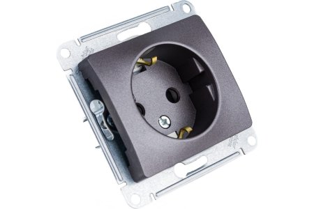 Розетка силовая одноместная встраиваемая Schneider Electric Glossa с заземлением, цвет графит, арт. GSL001345