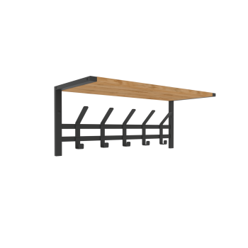 Вешалка настенная 5 крючков черный с полкой Торонто 21