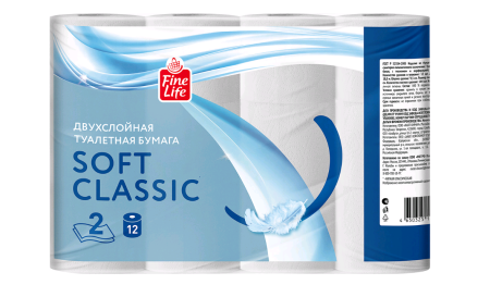 Бумага туалетная Fine Life Soft Classic 12шт