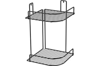 Полка для ванной 2 ярусная угловая Fora цвет черный