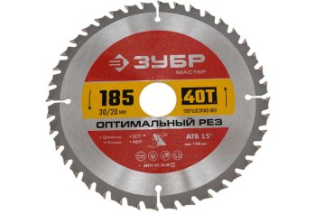Диск пильный Зубр 36912-185-30-40_z01 185х30/20 мм 40Т