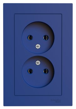 Розетка силовая двойная встраиваемая Schneider Electric AtlasDesign без заземления, цвет аквамарин, арт. ATN001120