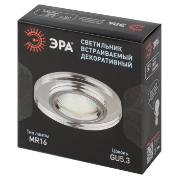Точечный светильник ЭРА DK7 CH/WH GU5.3 встраиваемый хром/зеркальный без подсв.