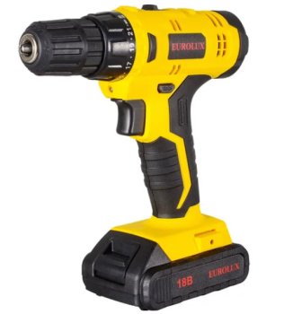 Дрель-шуруповерт аккумуляторная Eurolux ДА-18/2Li  Li-lon 18В 2x1,5Ач 35Нм