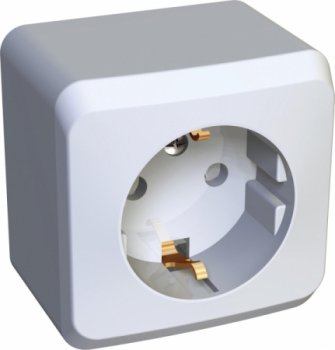 Розетка силовая накладная Schneider Electric Этюд с заземлением, цвет белый, арт. PA16-004B