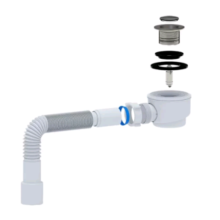 Сифон АНИ пласт для душевого поддона 1 1/2" 50 мм 375 мм без перелива