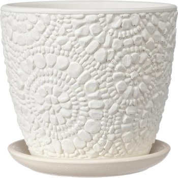 Горшок Бутон Камешки керамика 4л белый