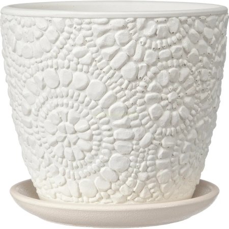 Горшок Бутон Камешки керамика 4л белый