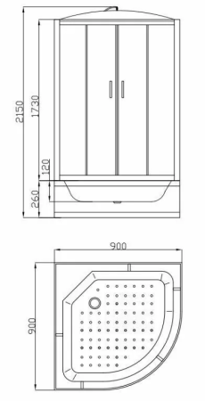 Кабина душевая Parly EC92 высокий поддон 90х90х215см затемненное стекло