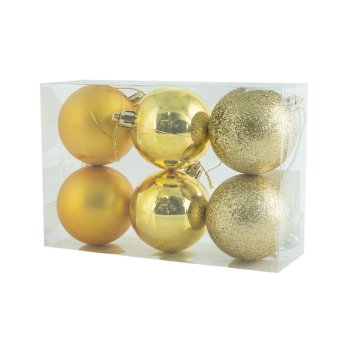 Набор шаров 6 см цвет золотой 6шт Набор шаров 6 см цвет золотой 6шт