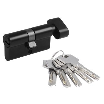 Механизм цилиндровый ключ/вертушка черный 60х17мм