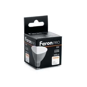 Лампа светодиодная Feron Pro GU5.3 6Вт 2700К теплый белый MR16