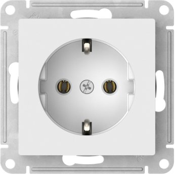 Розетка силовая одноместная встраиваемая Schneider Electric AtlasDesign с заземлением, цвет белый, арт. ATN000143