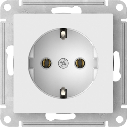 Розетка силовая одноместная встраиваемая Schneider Electric AtlasDesign с заземлением, цвет белый, арт. ATN000143