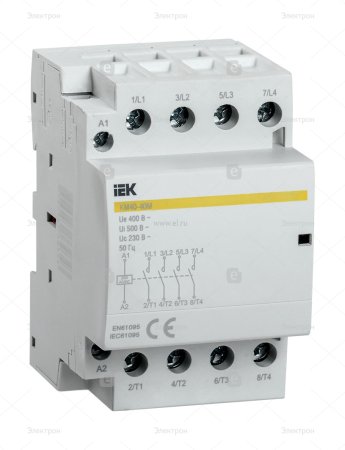 Контактор модульный IEK КМ 40А 400В 4НО арт.MKK21-40-40