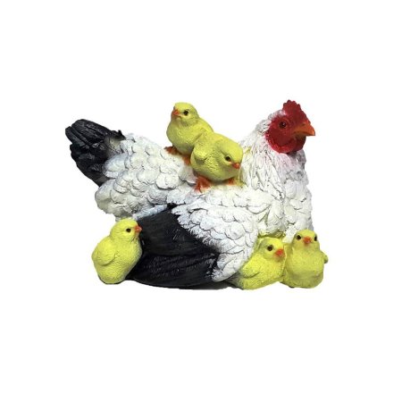 Садовая фигура Курица-мама с детьми 16см