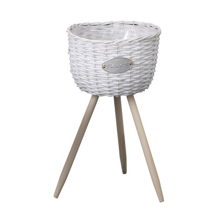 Кашпо с водонепроницаемой подложкой на высоких ножках белый