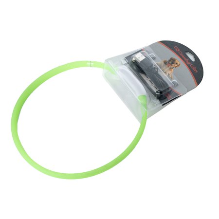 Ошейник светящийся силикон зеленый 50х1,5см