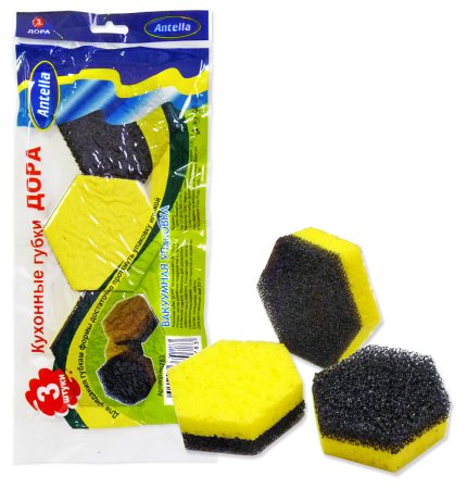 Губка Дора 9х7,7х3 см 3 шт