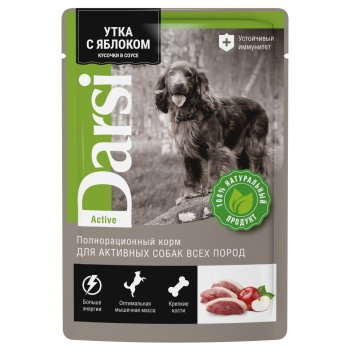Корм консервированный для собак Darsi утка с яблоком в соусе 85г