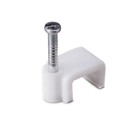 Скоба для кабеля IEK плоская 6мм пластик белый 100шт.