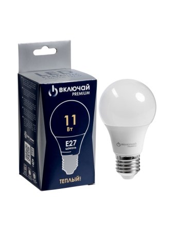 Лампа светодиодная Включай PREMIUM E27 11Вт 3000К теплый белый груша (А)