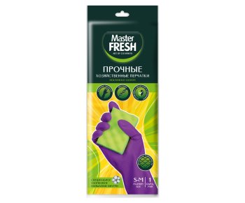 Перчатки латексные с хлопковым напылением Master Fresh Прочные р.S-M, 1 пара