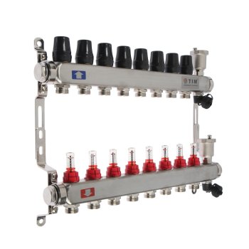 Коллекторная группа для теплого водяного пола 1" х 3/4" 8